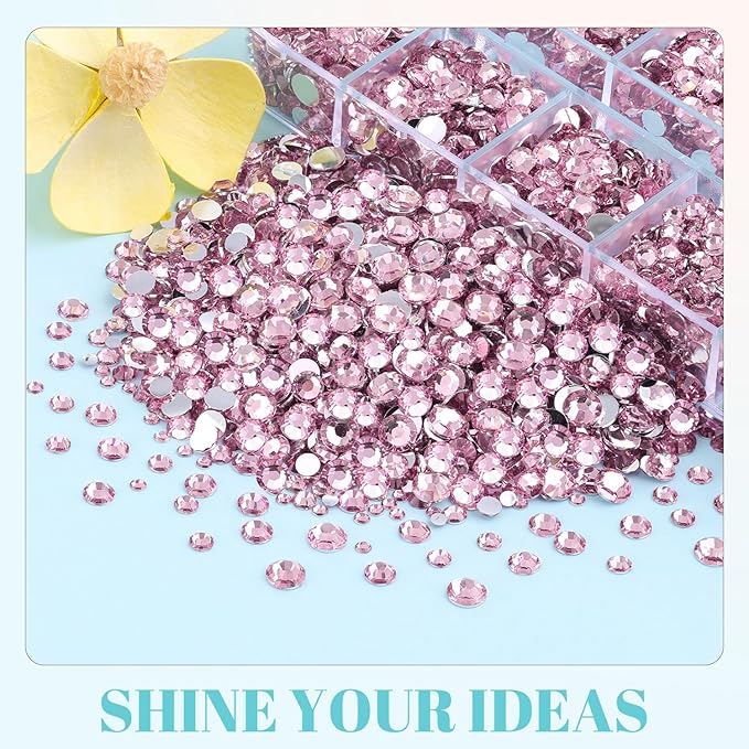 12100Pcs Resin Rhinestones for Crafting with 3Pcs 10ml B7000 Jewelry Glue, 2 Boxes Flatback Crystals Diomand (Light Pink) for Bedazzling Crafts DIY Nail Art Makeup，Non Hotfix Gems for Clothing Shoes