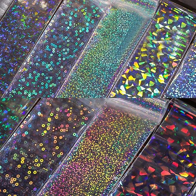 10 Rolls Aurora Nail Foil Transparent Laser Nail Transfer Foils Starry Sky Holographic Glitter Nail Art Foil Stickers for Women DIY Manicure Decoration Accessories