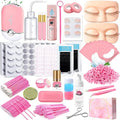 Lash Extension Kit for Beginners Lash Mannequin Head with Replaced Eyelids False Eyelashes Practice Eyelash Strips Facial Mister Tweezers Glue USB Fan Professional Set
