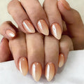 Chrome Ombre Pink Press on Nails Short Almond, Glazed Cute Fake Nails with Sparkle Mirror Design, Shiny Glitter Glue on Nails Stiletto, Gradient White Pink Gel Nail Press ons with Glue 30 Pcs