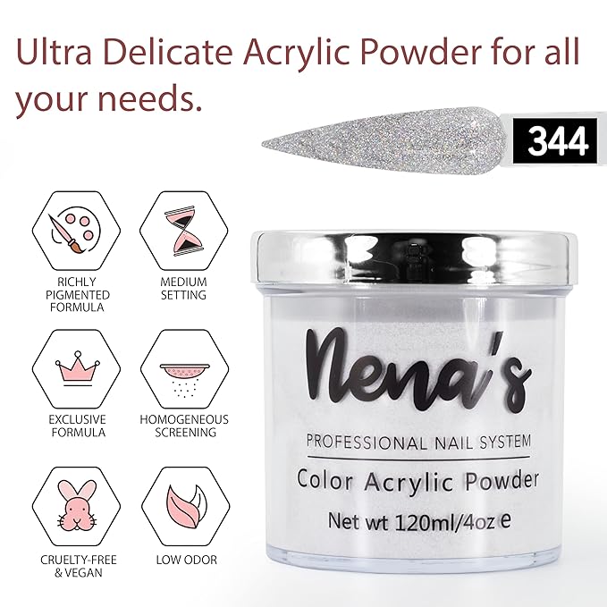 Nena's Superior Sculpting Powder Professional Acrylic Nail System wide color palette 4.0 oz (344)