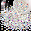 600PCS SS30/6mm Crystal Rhinestones (Transparent AB) with 2Pcs 10ml B7000 Jewelry Glue, Bedazzling Flatback Glass Rhinestones for Crafting, Gems Diomand Charm for Tumbler Shoes Clothing Mugs Nail Art