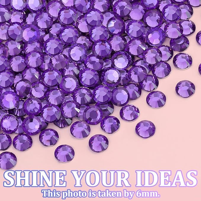 30000Pcs Dark Purple Rhinestones for Bedazzling with B7000 Jewelry Glue, Bedazzler Kit Flatback Gems, Resin Rhinestones for Crafting Crafts Clothing Shoes Fabric Nail Art Assorted Size 2/3/4/5/6mm