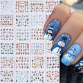 24 Sheets Christmas Nail Stickers for Women Cute Nail Art Stickers Snowflake Snowman Elk Penguin Christmas Tree Water Transfer Nail Decals Winter Xmas Nail Sticker 3D Self-Adhesive Nail Art Supplies