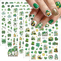 6 Sheets St Patrick’s Day Nail Art Stickers 3D Self- Adhesive Shamrock Nail Stickers Green Clover Hat Letter Golden Coin Irish Design St Patricks Day Nail Decals Nail Art Supplies for Acrylic Manicure