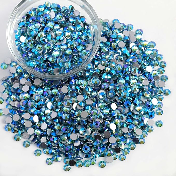 Beadsland Flatback Rhinestones Bulk,14400pcs Rhinestones for Nails Crafts Clothes DIY Decoration, Aquamarine AB, SS20, 4.6-4.8mm