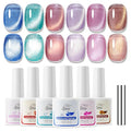 5-in-1 Cat Eye Gel Polish Kit, 6PCS-7.5ml No Base/Top Coat Needed, All-in-One Formula, Beginner-Friendly Magnetic Nail Art Set with Magnet Sticks, Fast Curing for Home DIY Manicure