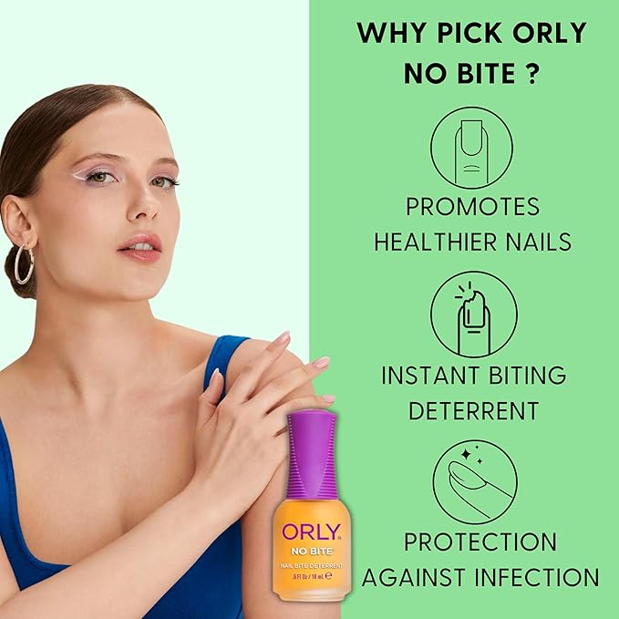 ORLY Nail Treatment No Bite | Nail Biting Deterrent & Bitter-Tasting Formula To Help Stop Adults And Children From Nail Biting | Vegan, Non-Toxic, Protects Manicured Nails (6Fl oz/18ml)