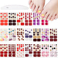JERCLITY 440 Pieces 20 Sheets Toe Nail Stickers Full Nail Wraps Self-Adhesive Glitter Toenail Polish Strips Full Nail Stickers Nail Art Decals Strips with Nail File for Women Girls Kids（Warm Colors）