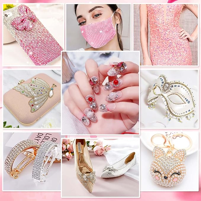 Face Glue with Eye Gems Stickers, 1702 Pieces Self Adhesive Rhinestones Stick on Face Jewels Hair Gems for Face Body Rhinestones for Nail Art Makeup Crafts