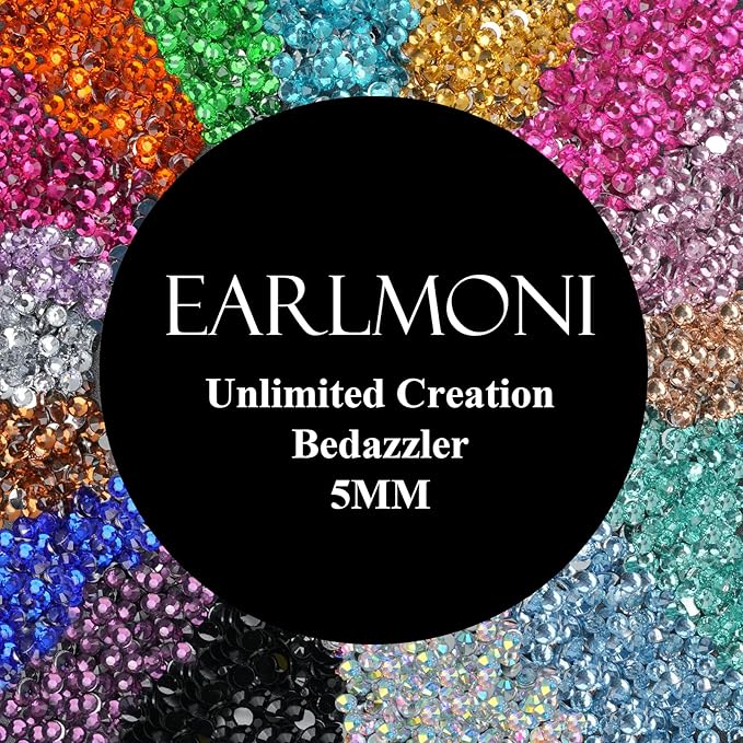 Resin Jelly Rhinestones for Bedazzling, EARLMONI Multi Colord Bedazzler Kit with 15ml B7000 Glue Rhinestone Pen Tool for Clothes Nail Art (C 24 Colors, 5MM)