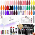 ROSALIND 20 Colors Poly Nail Gel Kit with Mini Nail Lamp Glitter Christmas Poly Nail Gel Kit Collection with Tools Clear All Seasons Classic Colors Halloween Starter Kit