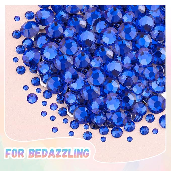 30000Pcs Resin Rhinestones for Bedazzling with B7000 Jewelry Glue, Royal Blue Flatback Gems Rhinestones for Crafting, Clothing Tumblers Mugs Shoes Fabric Decor Nail Art