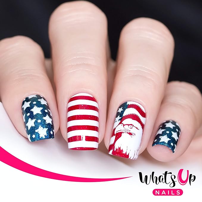 Whats Up Nails - B043 Stars and Stripes Stamping Plate for Nail Art Design