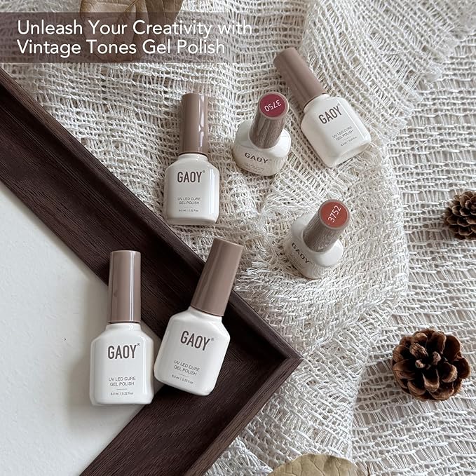 GAOY 42 Pcs Gel Nail Polish Kit, Nude Neutral Blue Burgundy Colors All Seasons Gel Nail Polish Set with Glossy & Matte Top Coat and Base Coat for Salon and DIY Manicure at Home