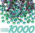 10000PCS Green Volcano Rhinestones Bulk, Flat Back Crystal Glass Stone Round Gems,SS20, 4.6-4.8mm