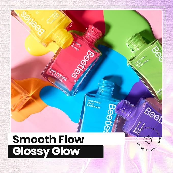 Beetles Neon Nail Polish Set - Quick Dry Nail Polish Kit 12 Colors Hot Pink Green Blue Yellow Red Regular Air Dry Fingernail Polish Pack for Women Valentines Gift Beetles Cocktails 12 Colors