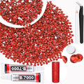 2500PCS SS10/2.8mm Crystal Rhinestones (Light Red/Light Siam) with 2Pcs 10ml B7000 Jewelry Glue, Bedazzling Flatback Glass Rhinestones for Crafting, Gems Diomand for Tumbler Shoes Clothing Nail Art