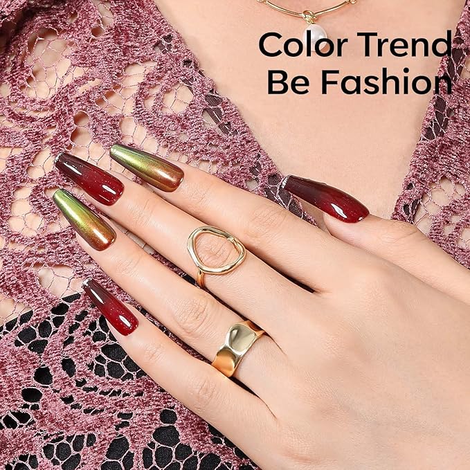 modelones Red Gel Nail Polish Burgundy Wine Color Changing Mood Temperature Change Nail Polish Gel Soak Off Nail Art 15ML