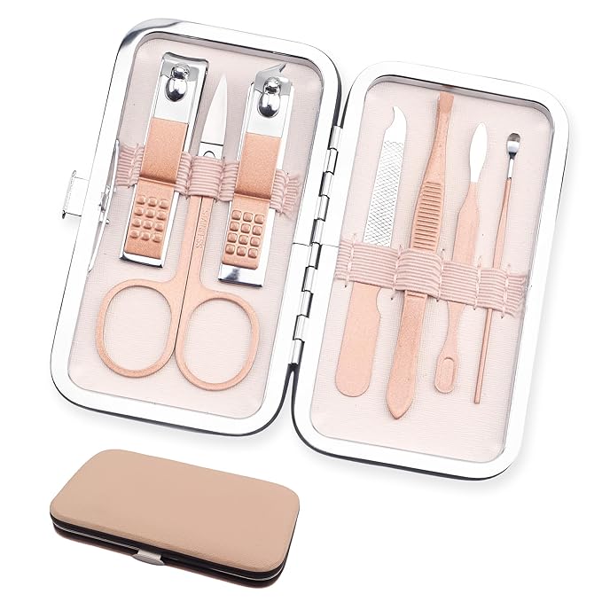 Manicure Set Stocking Stuffers for Men Stocking Stuffers for Teens Manicure Kit Nail Clippers Kit Grooming Kit Pedicure Care Tool Christmas Gift for Men Dad Birthday Gift for Teen Boy Father Rose Gold