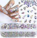 Dowarm 3200PCS Nail Art Rhinestones, Crystal AB Flatback Rhinestones for Nails, Crafts, 12 Styles 3D Glass Crystal Nail Gems, Iridescent Diamond Stones