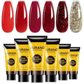 BURANO Poly Extension Gel Nail Kit, 6 Colors Nail Poly Nails Builder Gel Set for Beginner & Professional Using, DIY Starter Kit Nail Art Gift (Red)