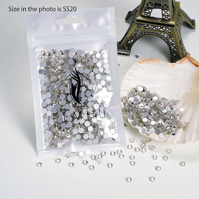 288pcs Flat Back Rhinestones Glitter Round Crystal Gems Glass Rhinestones for Crafts Nail Art Clothes Shoes DIY Decorations, Crystal, SS30, 6.3-6.5mm
