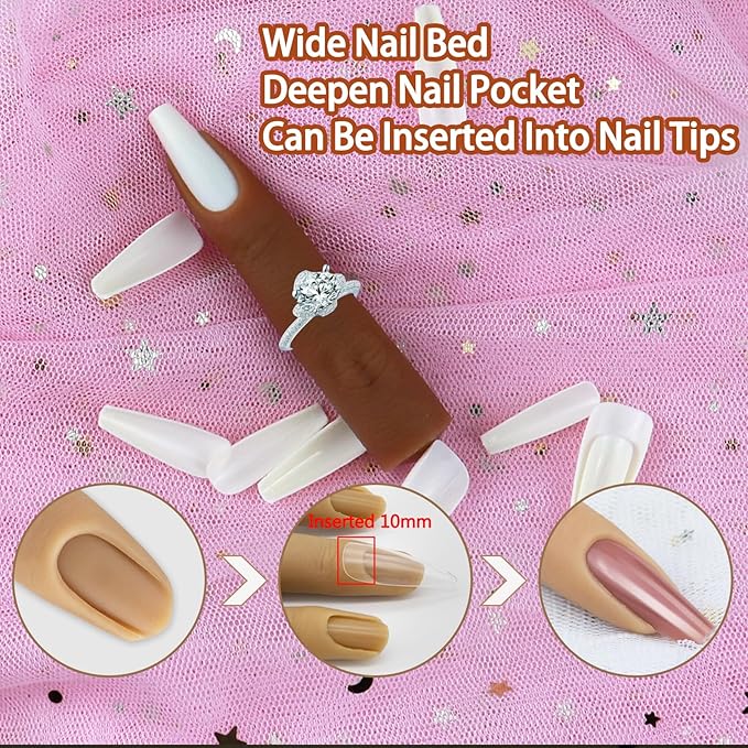 Silicone Practice Fingers for Acrylic Nails, Bendable Fake Training Finger Soft Silicone Fake Finger to Practice Fake Nails, Flexible Nail Practice Fingers Hand for Nail Art(Color 5)