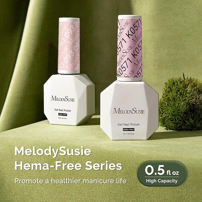 MelodySusie Hema Free Gel Nail Polish, 0.5 Fl Oz Thick Lavender Nude Pink Gel Polish, Non-Toxic, Long Lasting, Soak Off UV Nail Polish, Manicure Nail Design Salon DIY Nail Art at Home K0571