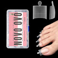 NOVO OVO Fake Toe Nail Tips, Soft Gel Toenail Extension, Half Cover Prefiled Square Clear Double Matte C Curve Longtoes Claw for Pedicure Acrylic Press on for Salon, Toenails x 15 Sizes 240 Pcs in Box