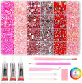 19200Pcs Pink Rhinestones for Bedazzling, 3mm -6mm Flatback Rhinestones for Diamond Art, Bedazzling Kit with 3Pcs 15ml B7000 Jewelry Glue for Nail Art Crafting Book Makeup