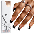BTArtboxnails XCOATTIPS French Tip Nails - Long Press on Nails, Square Nail Tips Black, French Tip Press on Nails, Soft Gel False Nail Tips, Soak Off Acrylic Fake Nails