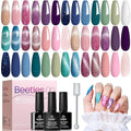 beetles Cat Eye Gel Polish Set - Floral Verses 20 Colors Gel Polish Kit, Blue Pink Purple Green Shimmer Nail Colors, with Magnet Stick Glossy & Matte Gel Top Base Coat UV Gifts for Women