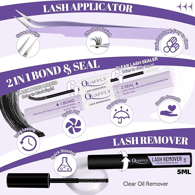 Lash Clusters Kit 60D+80D Individual Spikes Lashes Manga Eyelash Clusters D Curl DIY Eyelash Extension Kit with Lash Bond & Seal Lash Remover Tweezer Brush*10 for Anime Eyelashes