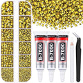 Resin Rhinestones for Crafting with B7000 Jewelry Glue, 1 Box Bright Gold Flatback Crystals with 3Pcs 10ml Glue for Bedazzling Crafts DIY Nail Art Makeup，Non Hotfix Gems for Clothing Shoes