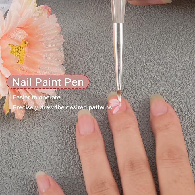 WOKOTO 1 Pcs Triangular Pyramid Nail Brush For Acrylic Nails, Pink White Gradient Acrylic Brushes For Nails Art Triangle Brushes Painting Nails Polish Brushes Detail Liner Nail Painting Brushes Tools