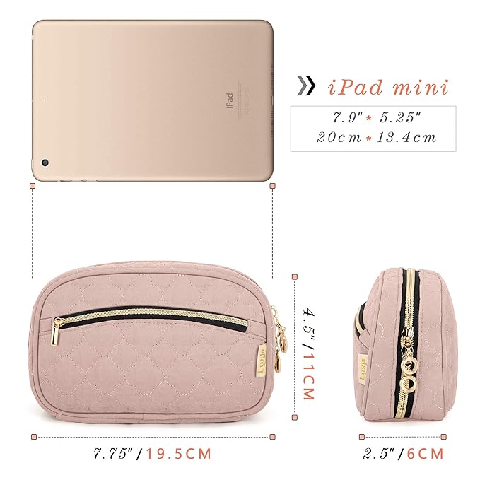 LUXJA Nail Polish Case - Holds 10 Bottles (15ml - 0.5 fl.oz), Nail Polish Organizer with Zipper Pockets (Bag Only), Pale Rose