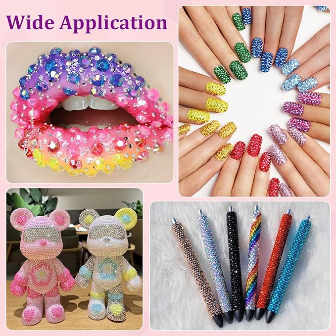 16000Pcs Resin Jelly Rhinestones with Tweezers for Crafting, Lavender Purple AB 2-6mm Mixed Sizes Flatback Gems, Bedazzling Crystal for DIY Crafts Clothing Tumblers Mugs Shoes Fabric Nail Art