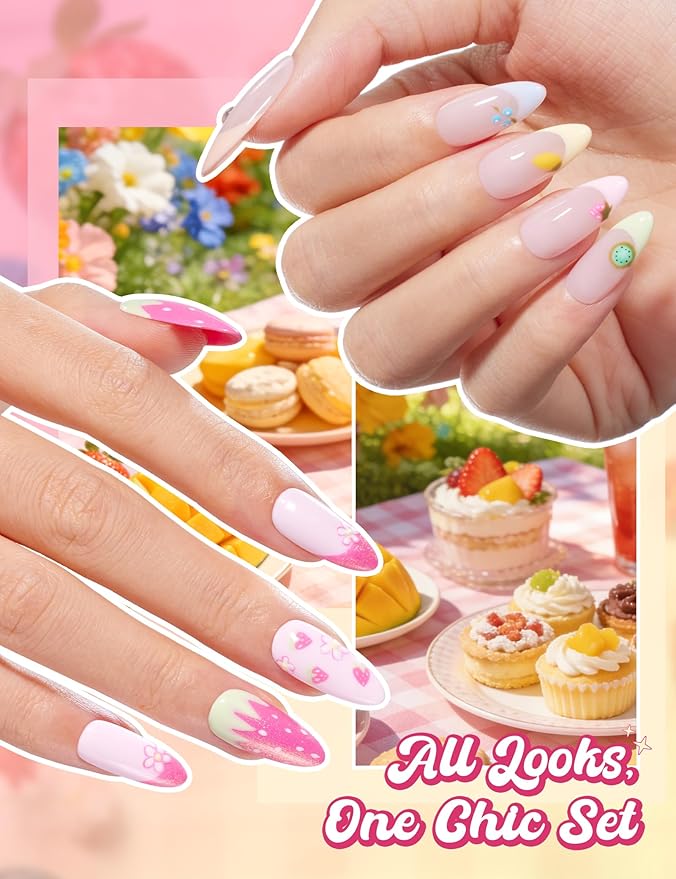 Beetles Spring Gel Polish Set - Dessert Feast 30 Colors Hema-Free Glitter Jelly Nude Pink White Yellow Green Pastel Colors Polish with Base Top Coat Swatch Card Uv LED Lamp Gel Gifts for Women