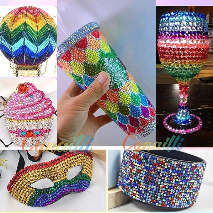 32000Pcs 3MM Colors Flatback Rhinestones for Bedazzling Kit, Colored Gems Rhinestones for Bedazzling, Colorful Gems Bedazzled for Crafting DIY Face Fabric Makeup Crafts Tumblers