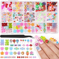 200PCS Kawaii Nail Charms Kit, 3D Lip Candy Gummy Bear Resin Charms for Acrylic Nails, Sweet Nail Art Supplies with Tweezers for DIY Crafts, Slime & Shoe Decor
