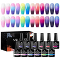 Color Changing Gel Nail Polish Set Temperature Mood Changed Glitter Blue Purple Nail Art Design Gifts for Women Girls 12Pcs*8ml
