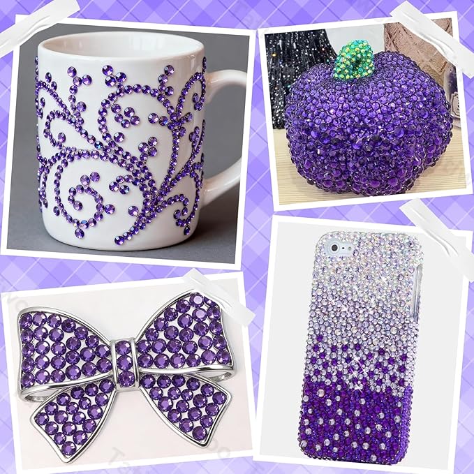 20000Pcs Roland Purple Flatback Jelly Resin Rhinestones for Bedazzling, Mix Sizes Crystal Rhinestones Gems, Roland Purple Flatback Rhinestone Gems Bedazzling for Crafts DIY Face Makeup Tumblers