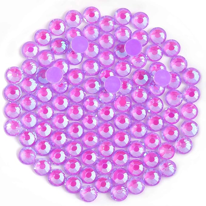 Beadsland 288pcs Flat Back Crystal Rhinestones Round Gems for Nail Art and Craft Glue Fix, Luminous Purple, SS30, 6.3-6.5mm