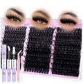 wiwoseo Fluffy Lash Clusters Kit Mink Lashes Clusters Kit Salon Like Eyelash Clusters Kit 80D+100D+120D Cluster Eyelash Extensions kit with Bond and Seal 10-18MM Full of Volume Individual Lashes Kit