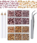 LPBeads 6000 Pieces Topaz and Lt Amethyst Non Hotfix Rhinestones 6 Sizes Round Crystal Glass Flat Back Rhinestones with Tweezers and Picking Pen for Nail Art Crafts Clothes Bags DIY