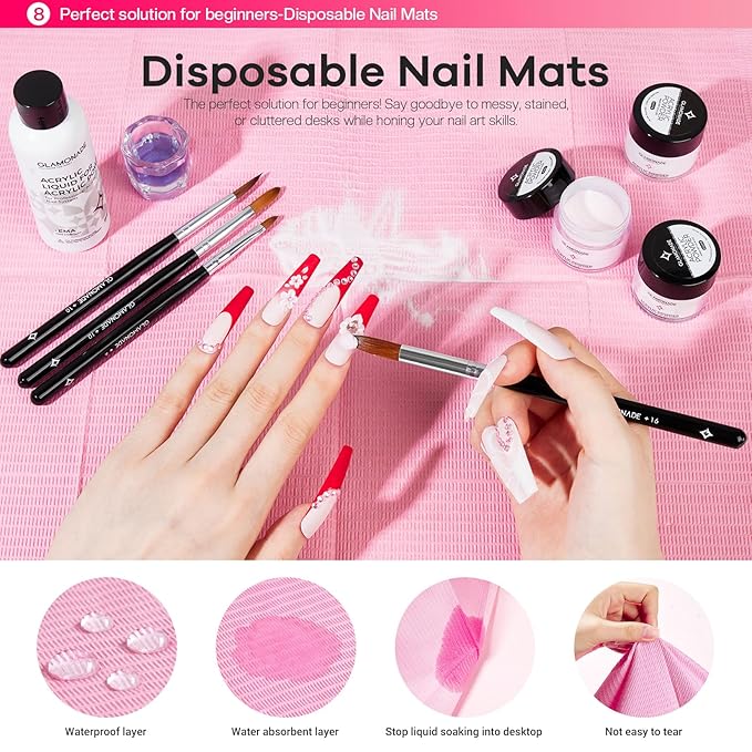 Acrylic Nail Kit for Beginners: Professional Nail Set with Drill Acrylic Powder Gel Polish Nail Stamp for Home Starter Practice & DIY Manicure