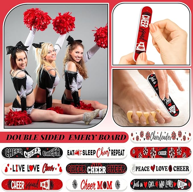50 Pack Cheerleader Gifts Bulk for Team Cheer Mini Nail Files for Women Cheerleader Emery Boards Funny Cheer Party Favors Small Spa Gifts for Women Teammates Salon Manicure Tools