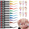 12 Colors Nail Art Pens Set, Nail Polish Pens Nail Art Drawing Markers Pen Quick Dry Waterproof Nail Art Painting Pens Kit for Home DIY Nail Art Design-Multi-colors