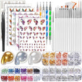 FANDAMEI Nail Decorations For Nail Art, Nail Art Kit, Nail Design Kit, Nail Brushes, Rhinestones For Nails, Nail Stickers, Pearl Chrome Nail Powder, Chrome Powder For Nails, Nail Design Tools, White